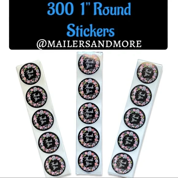 300 Pack of 1" Round Roses & Flowers Wreath Stickers "Thank you" PRICE IS FIRM - Picture 1 of 3
